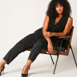 Gestreepte tapered 7/8-broek
