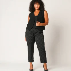 Gestreepte tapered 7/8-broek
