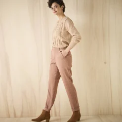Gestreepte tapered 7/8-broek