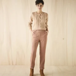 Gestreepte tapered 7/8-broek
