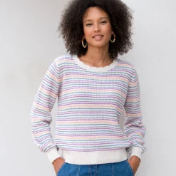 Gestreepte trui met aflopend effect, patenttricot