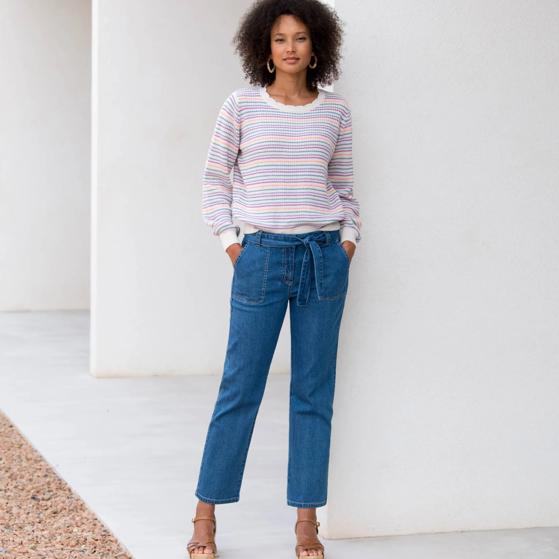 Gestreepte trui met aflopend effect, patenttricot