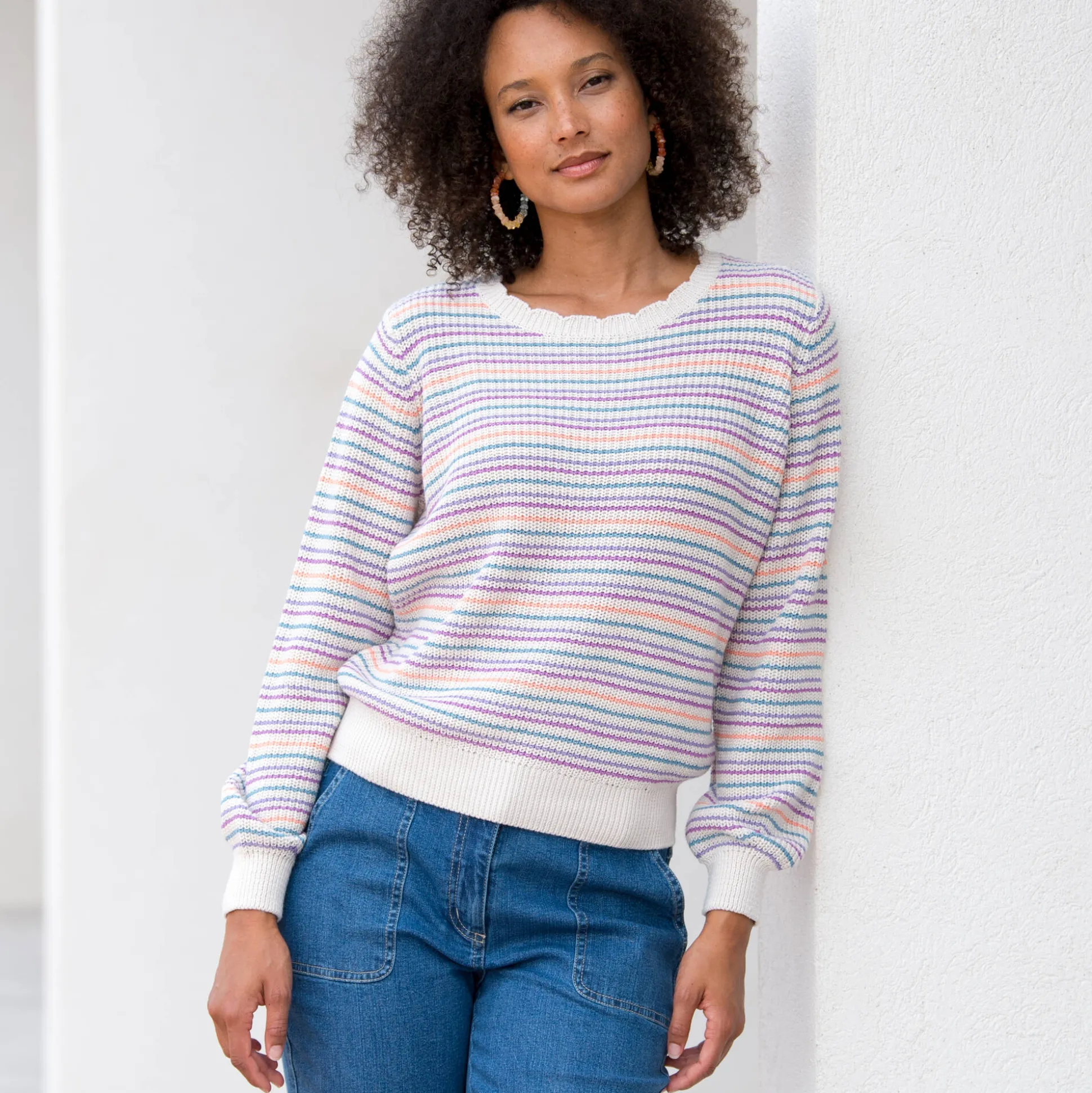Gestreepte trui met aflopend effect, patenttricot