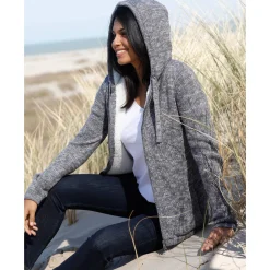 Gevoerd vest in spikkeltricot met rits