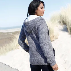 Gevoerd vest in spikkeltricot met rits