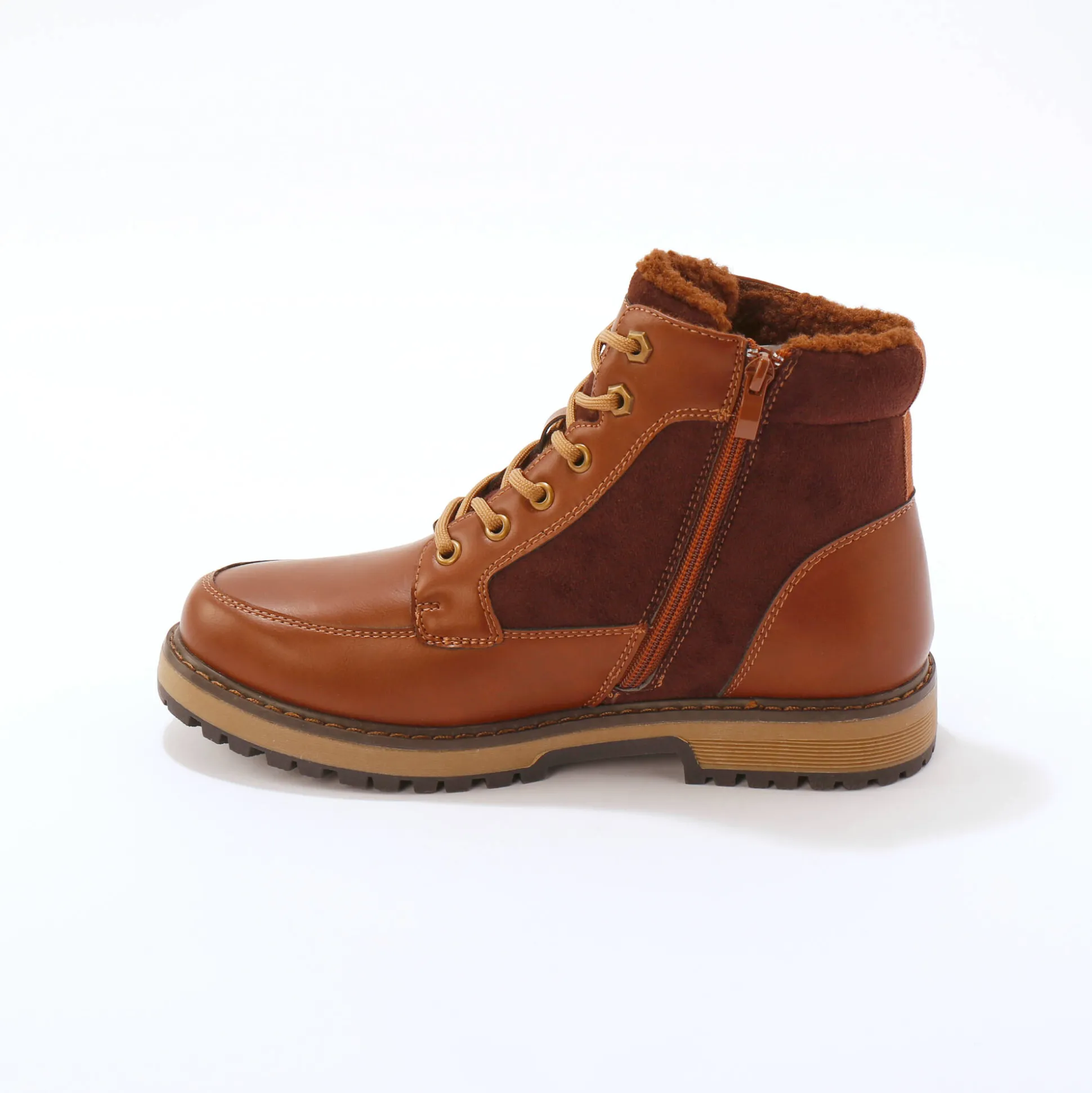 Gevoerde boots met veters en rits