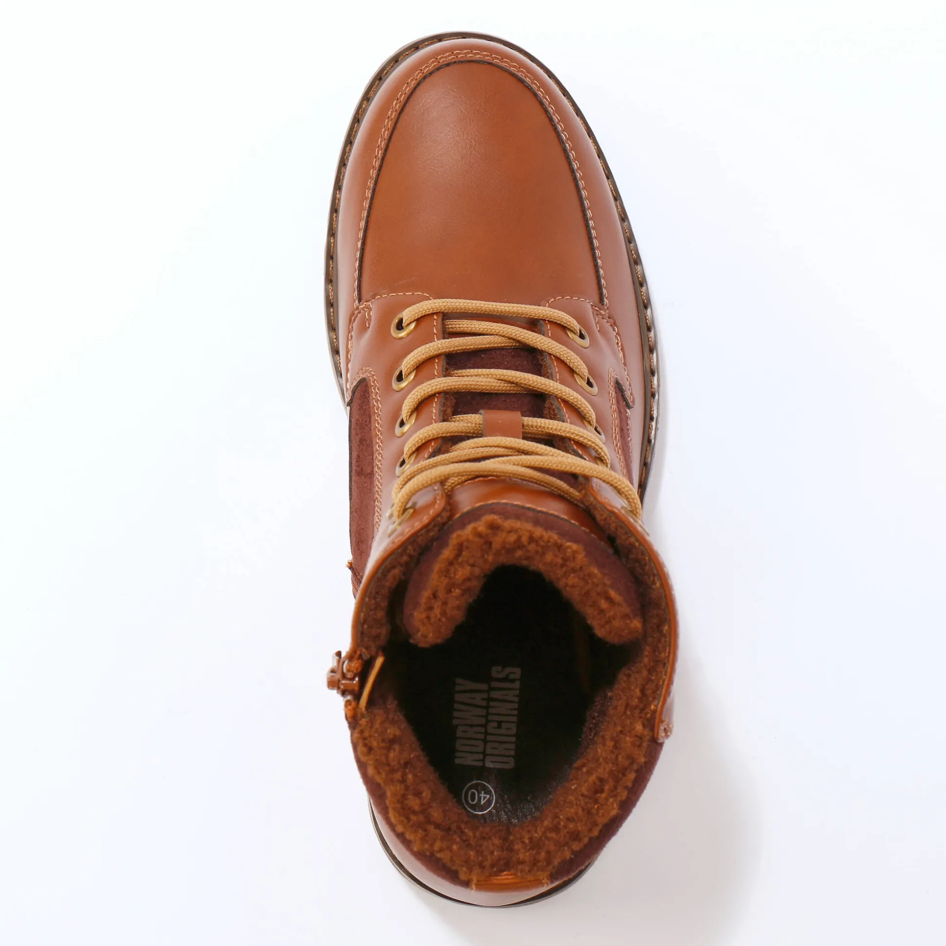 Gevoerde boots met veters en rits