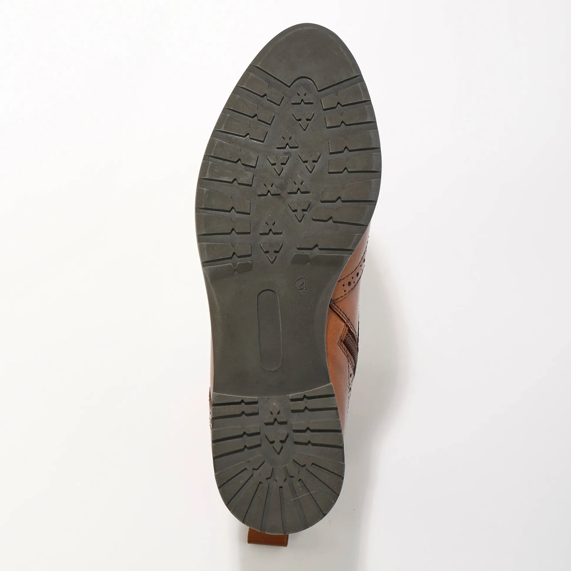 Gevoerde bottines met hoge schacht en vetersluiting, leer met gaatjesmotief