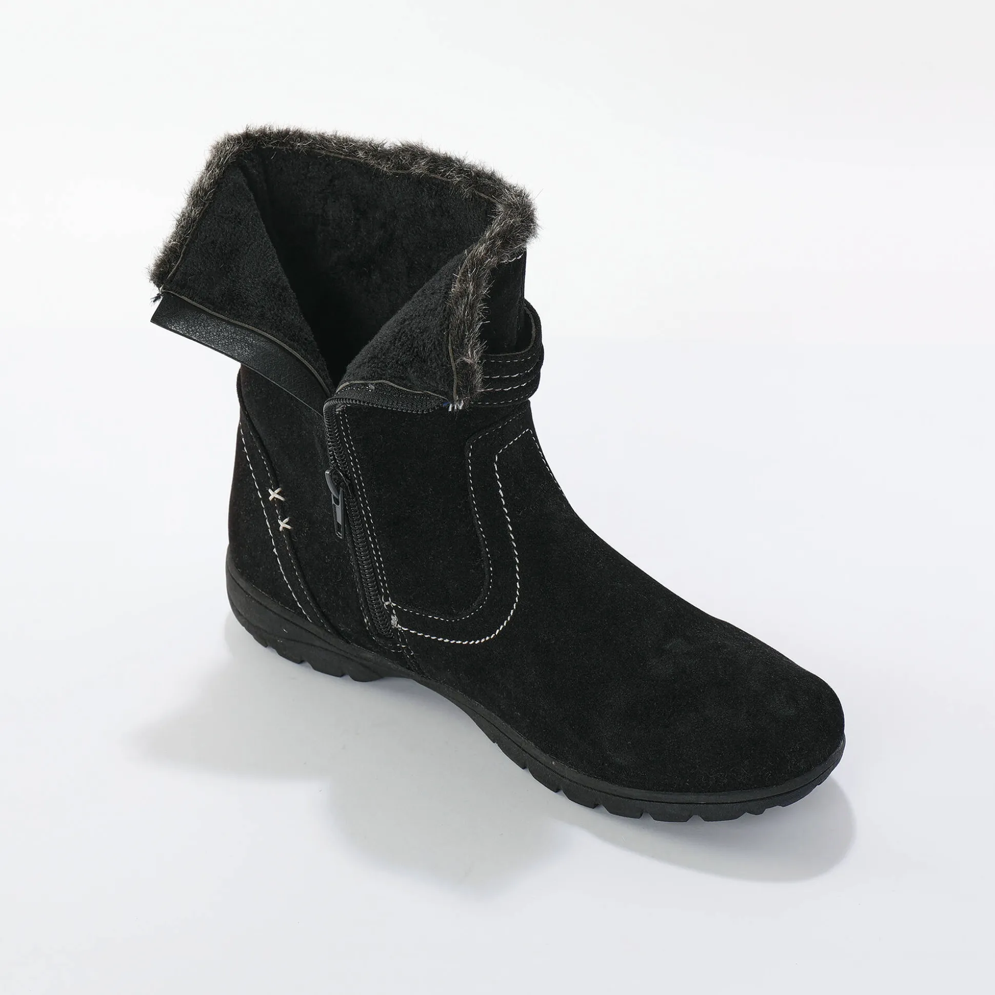 Gevoerde bottines met suedine-effect