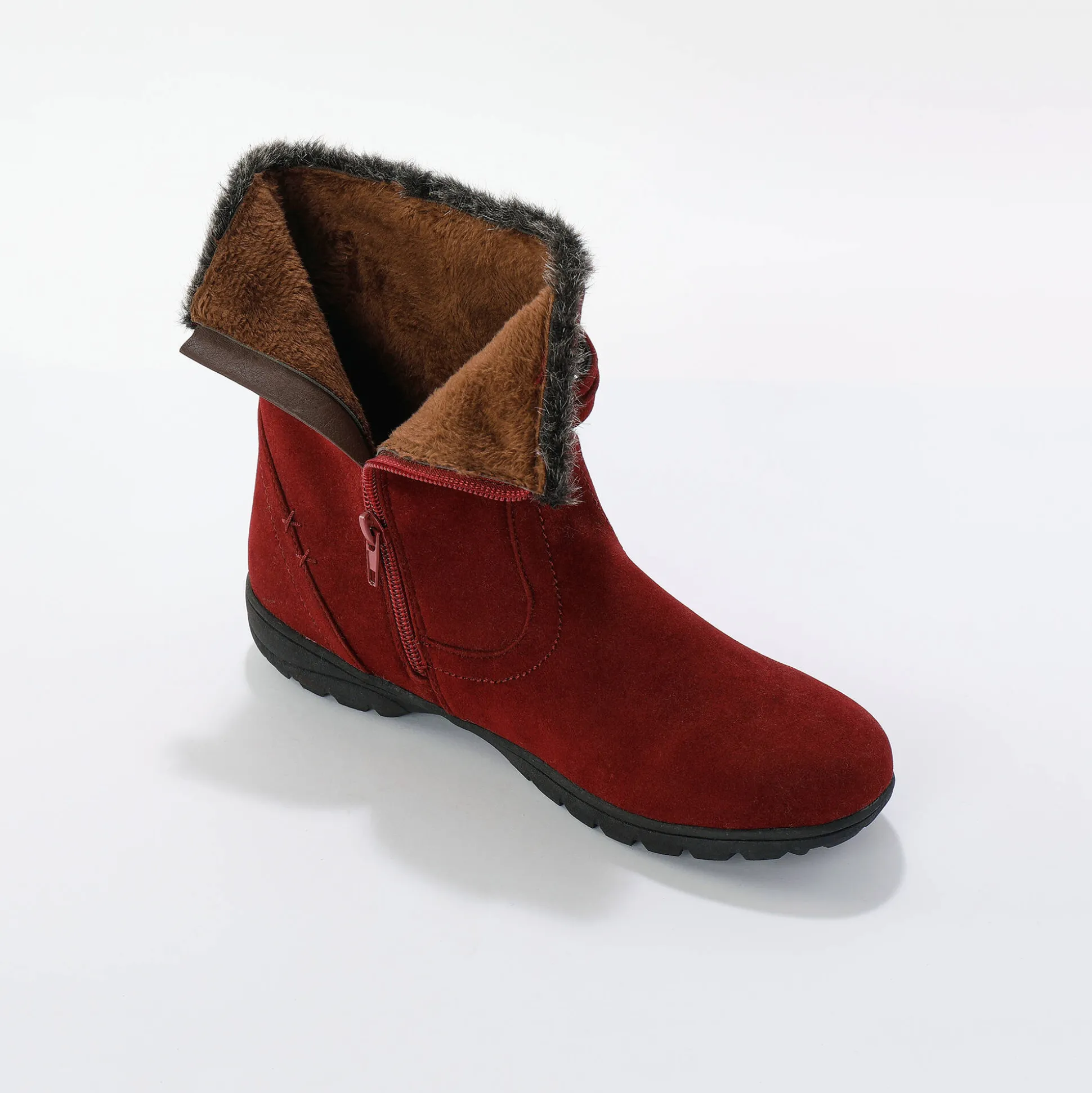 Gevoerde bottines met suedine-effect