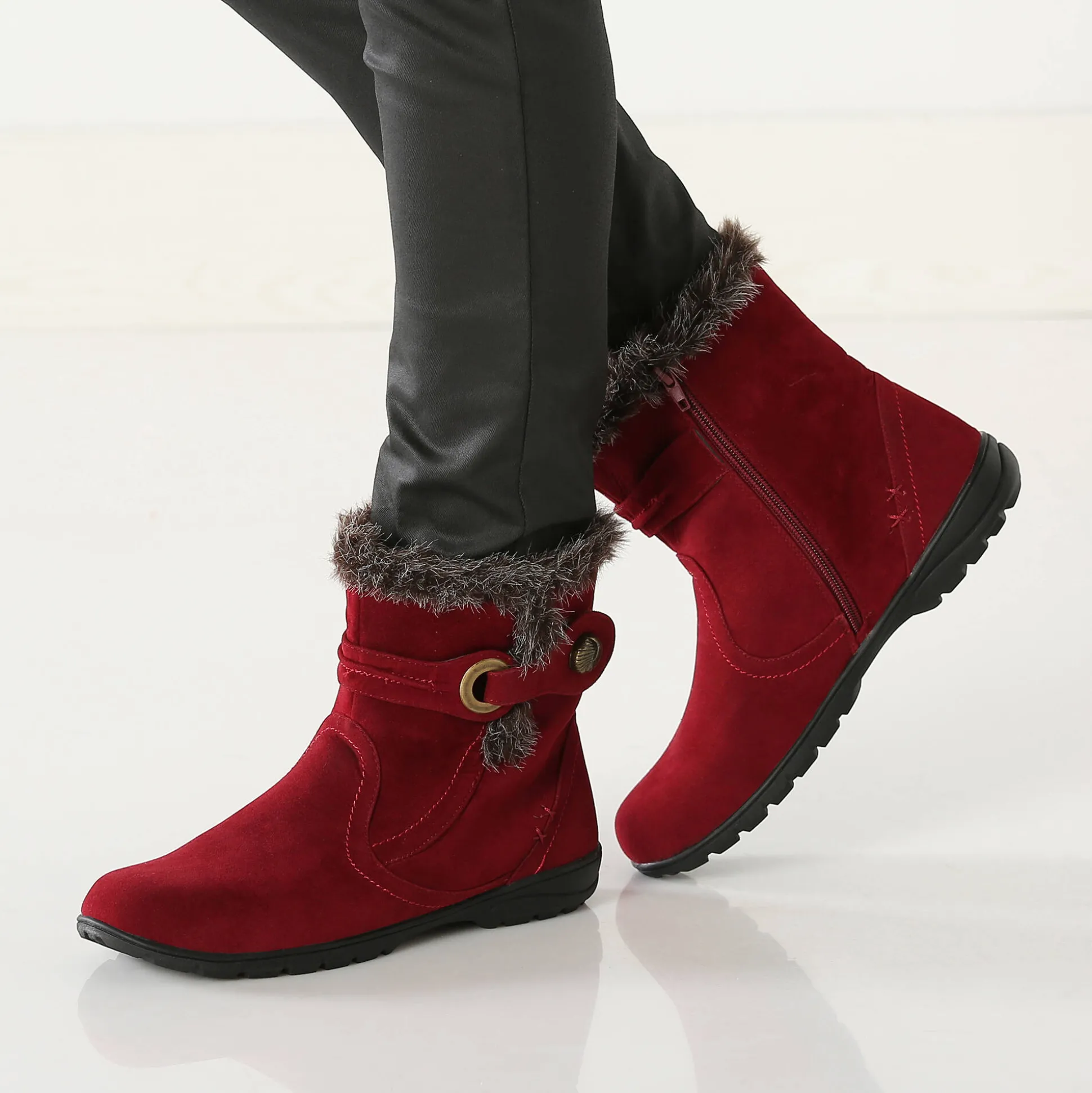 Gevoerde bottines met suedine-effect