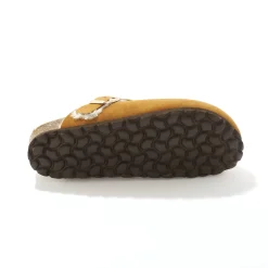 Gevoerde pantoffels in klompmodel, suèdeleer
