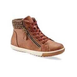 Gevoerde sneakers met hoge schacht, enkelrand in tricot