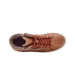 Gevoerde sneakers met hoge schacht, enkelrand in tricot