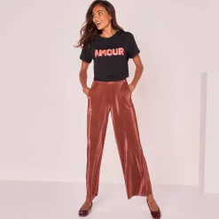 Glanzende broek, plissétricot