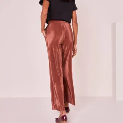 Glanzende broek, plissétricot