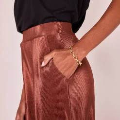 Glanzende broek, plissétricot