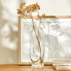 Glazen vaas, gezichtsvorm - hoogte 24 cm