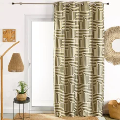 Gordijn in jacquard met lijnenprint