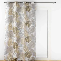 Gordijn met metallic bladerenprint