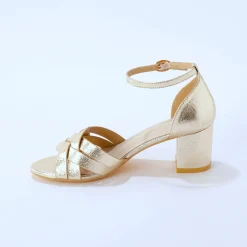 Goudkleurige sandalen met hak