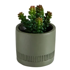 Groene kunstplant en pot in cement