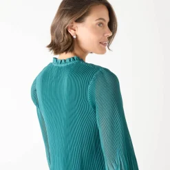 Halflange effen jurk, plissévoile