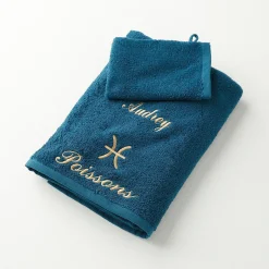 Handdoeken met "Poisson" borduursel, personaliseerbaar - 420 g/m2
