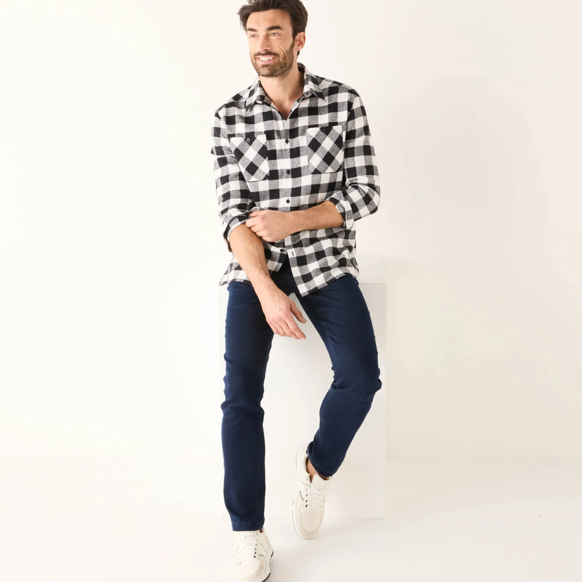 Hemd in flanel met Schotse ruiten