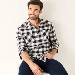 Hemd in flanel met Schotse ruiten