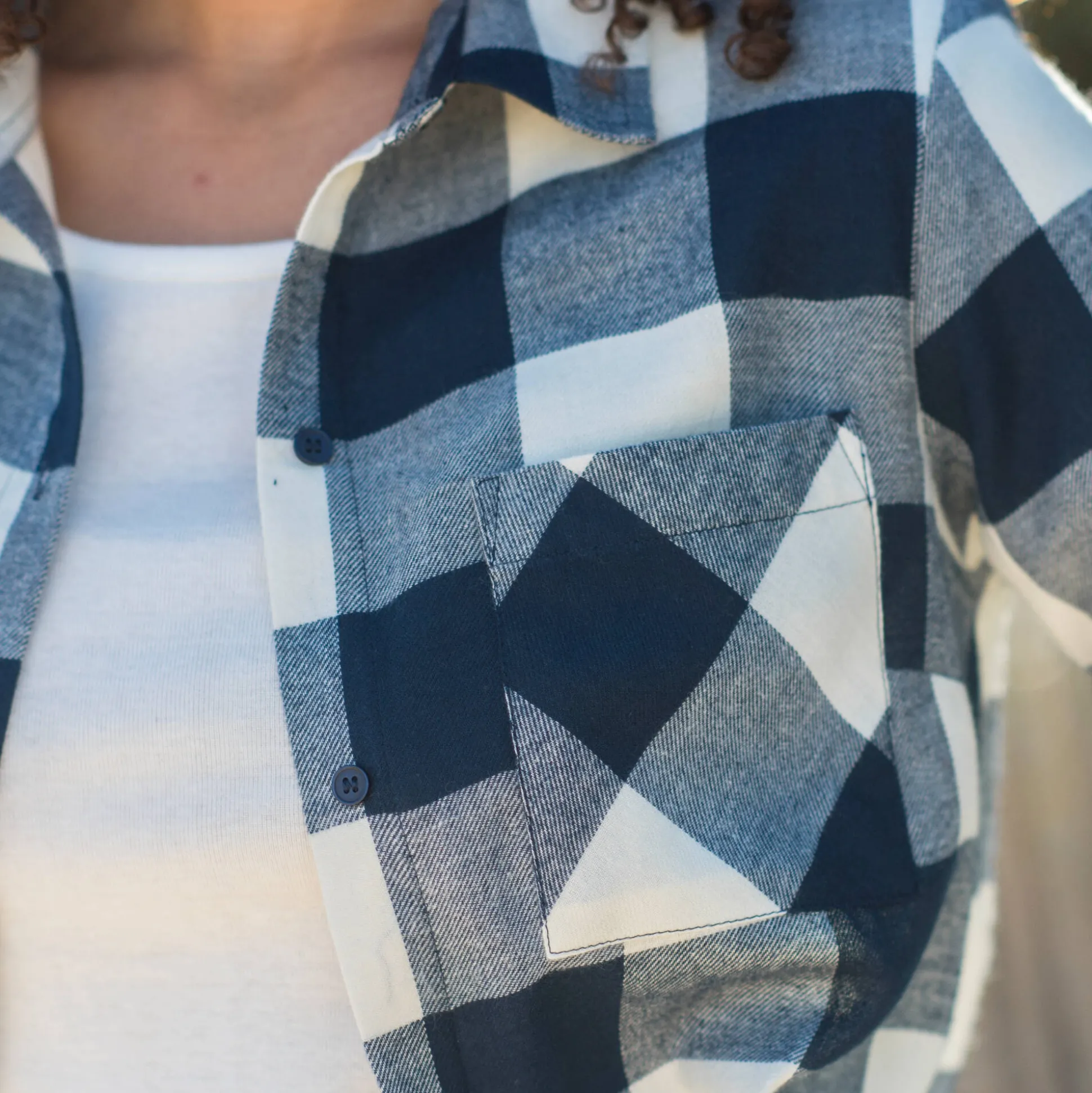 Hemd in flanel met tweekleurig vichymotief