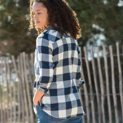 Hemd in flanel met tweekleurig vichymotief