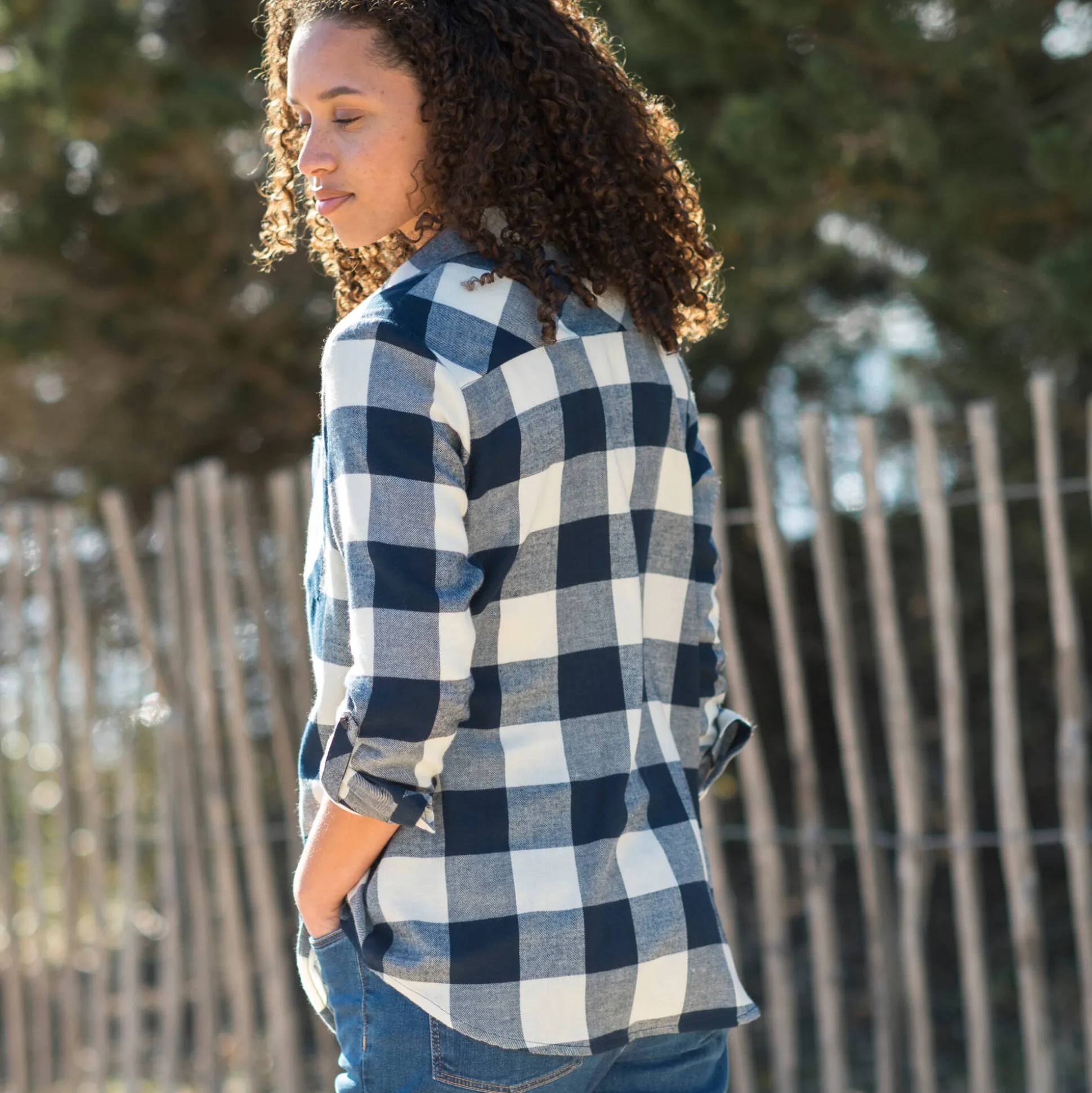 Hemd in flanel met tweekleurig vichymotief