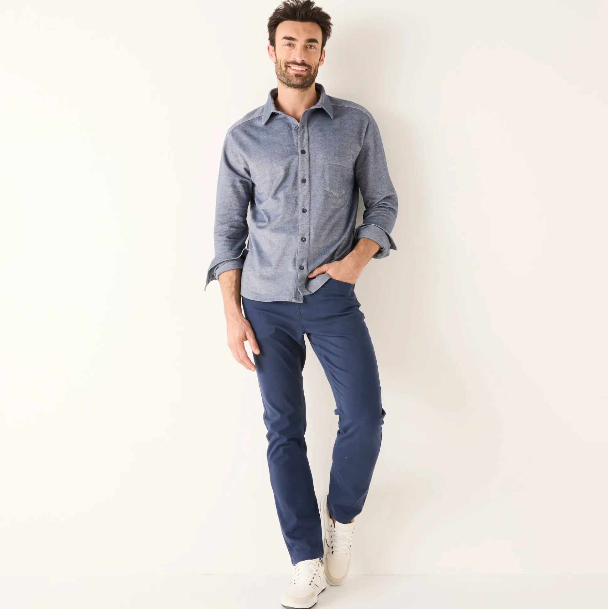 Hemd in piquétricot, lange mouwen
