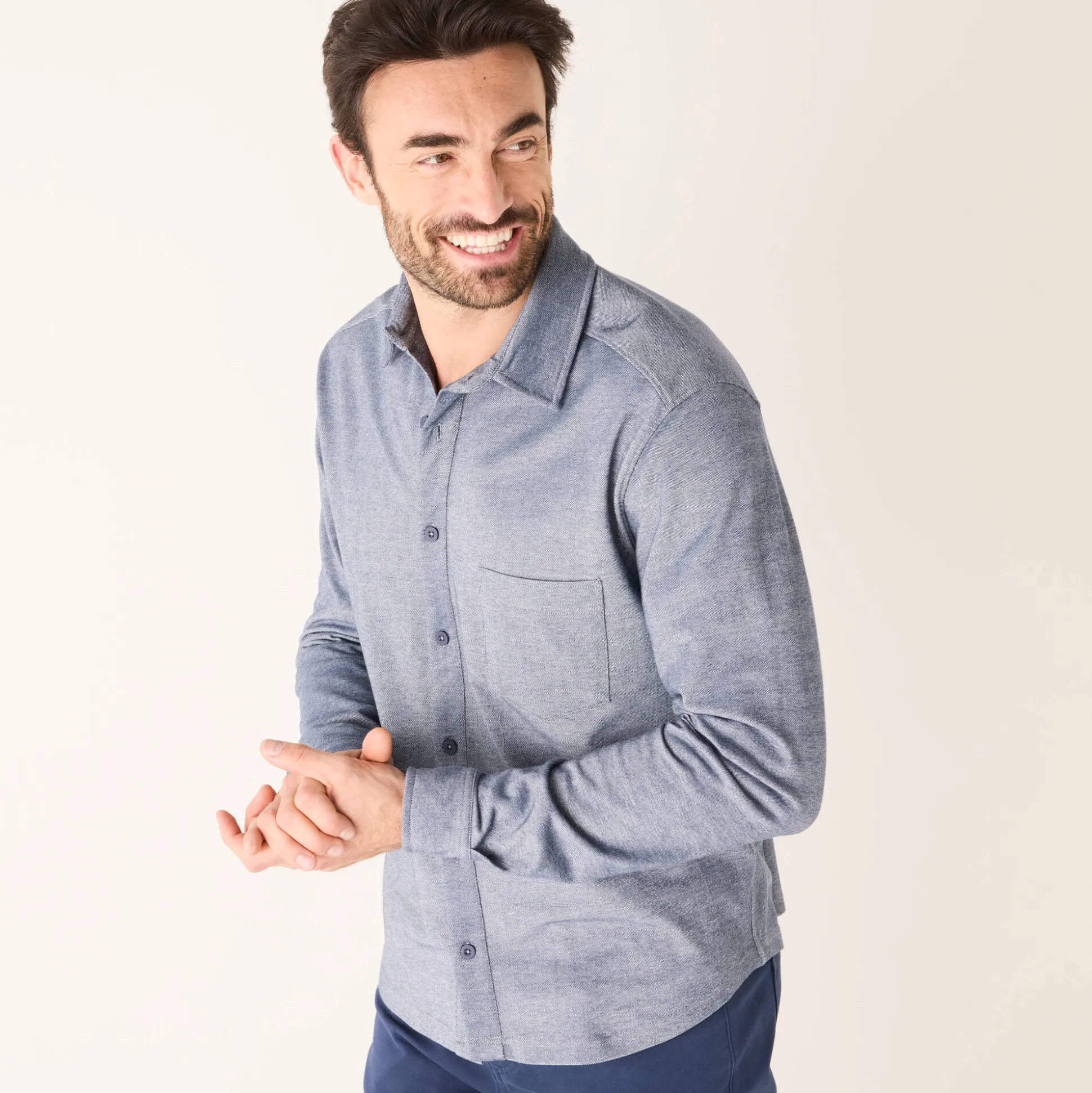 Hemd in piquétricot, lange mouwen