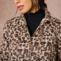 Hemdjurk met dierenhuidprint, lange mouwen