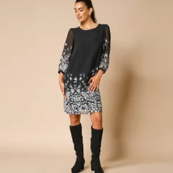 Hoesjurk, voile met bloemenprint