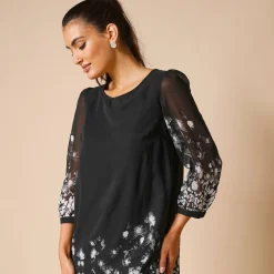 Hoesjurk, voile met bloemenprint