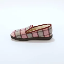 Hoge pantoffels met wolvoering, geruit motief