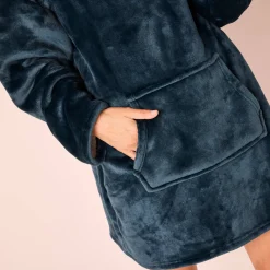 Hoodie-plaid in fleece met kap en sherpavoering