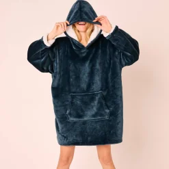 Hoodie-plaid in fleece met kap en sherpavoering