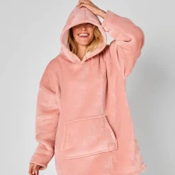 Hoodie-plaid in fleece met kap en sherpavoering