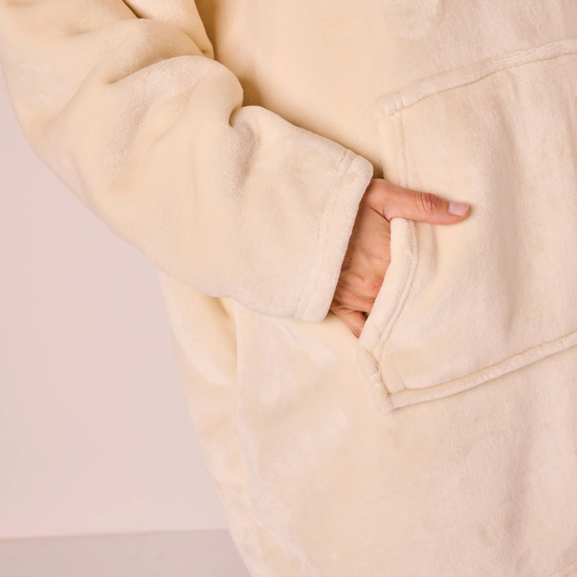 Hoodie-plaid in fleece met kap en sherpavoering