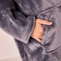 Hoodie-plaid in fleece met kap en sherpavoering