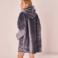 Hoodie-plaid in fleece met kap en sherpavoering