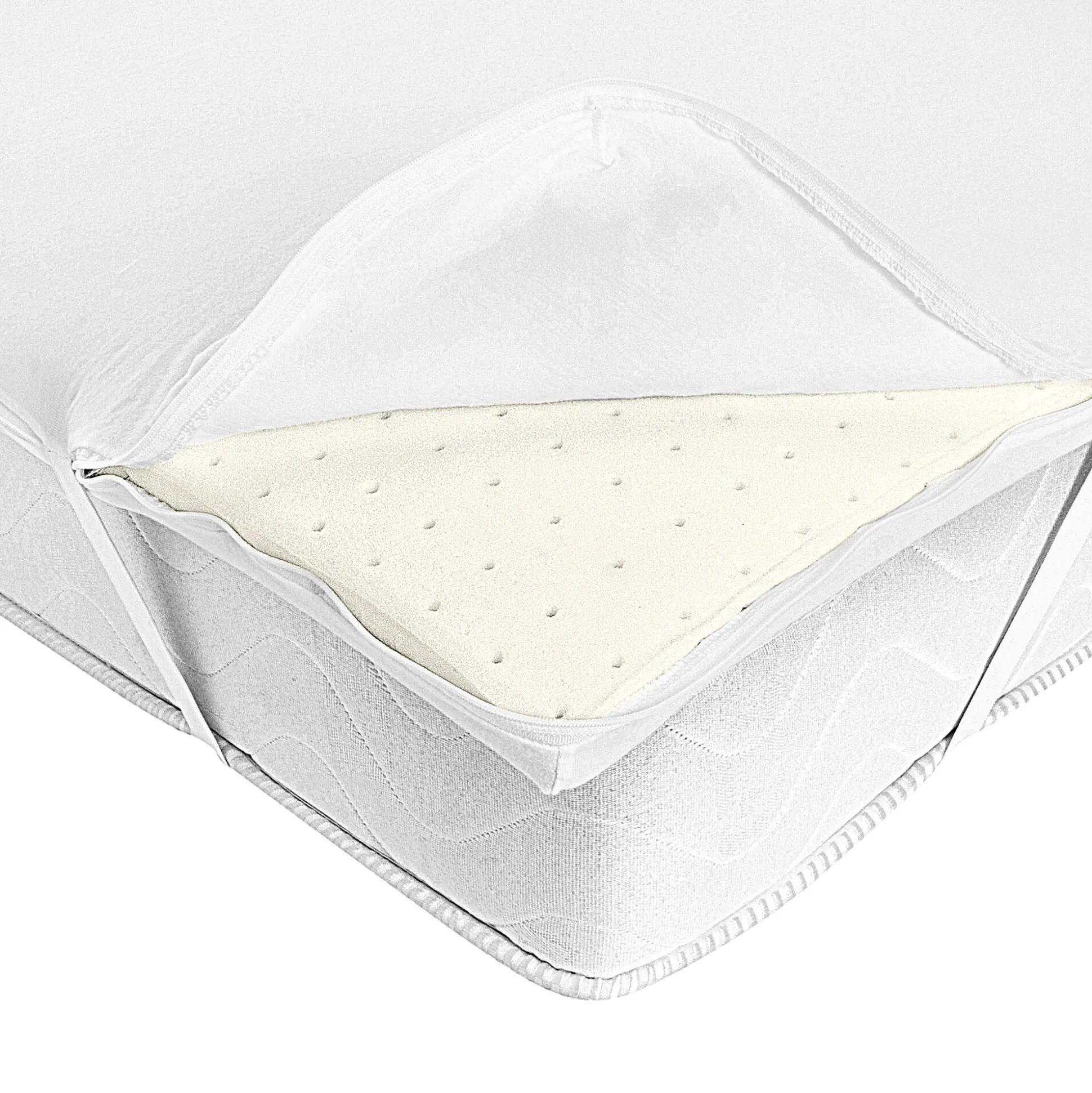 Housse imperméable extensible et élastiquée pour surmatelas