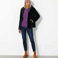 Jas in nepbont, omkeerbaar tot gewatteerde jas