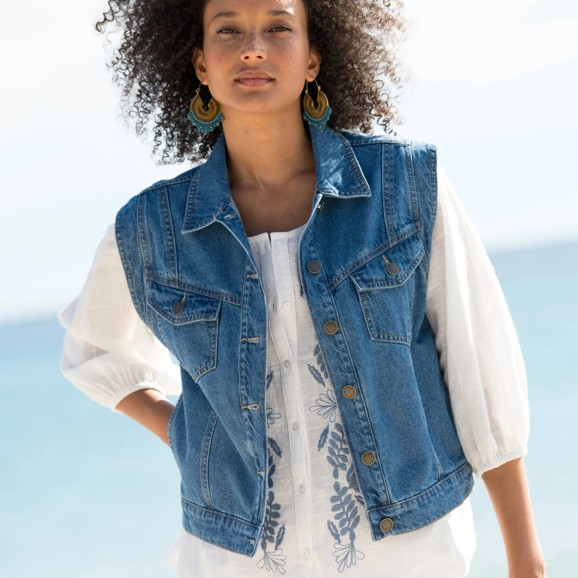 Jasje in jeans, zonder mouwen