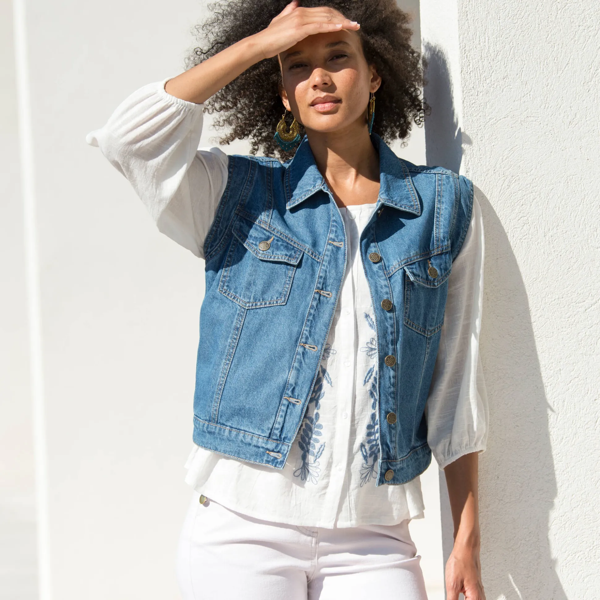 Jasje in jeans, zonder mouwen