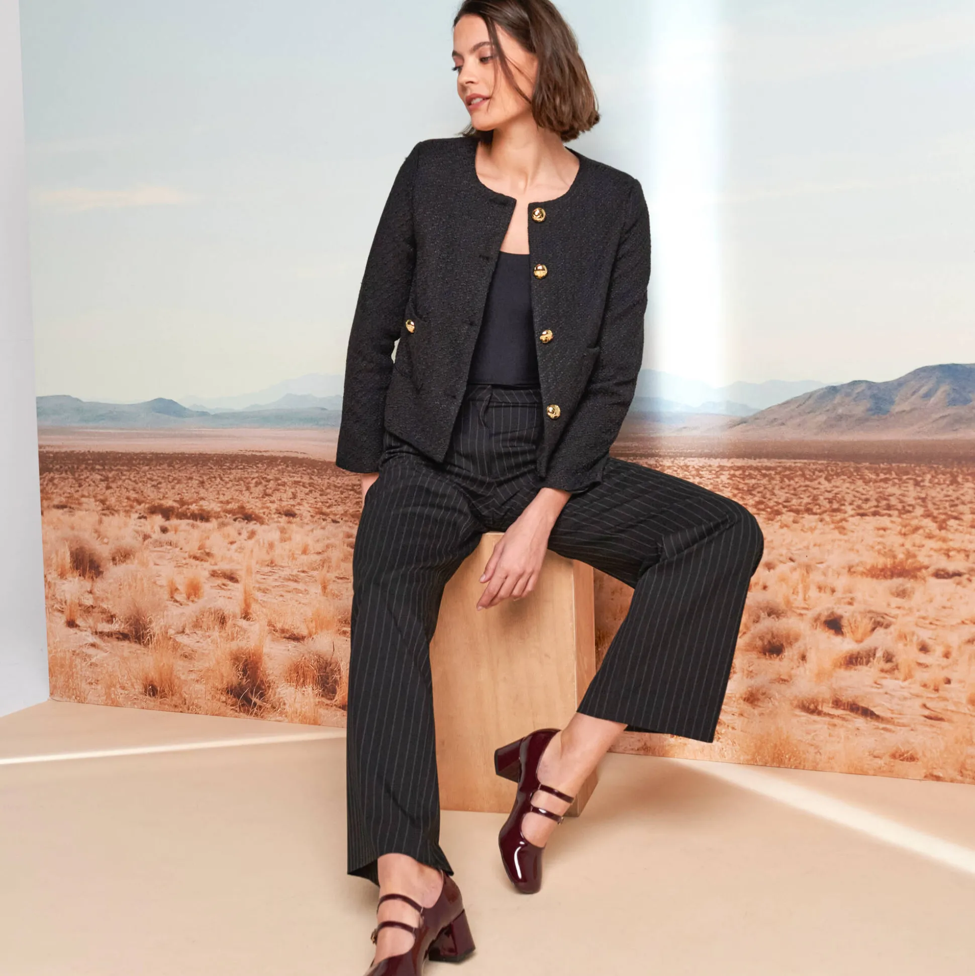 Jasje met knoopsluiting, tweed